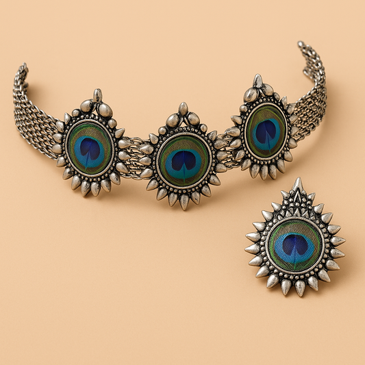 Peacock Elegance Necklace & Earring Set